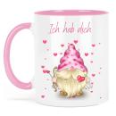Keramiktasse Rosa mit Druck-Ich hab dich lieb