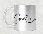 Keramiktasse Silber mit Druck-smile